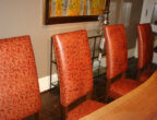 Gaufrage Brushed Metallic Zanzibar Cinnamon Paisley Dining Chairs Designed By Swaim